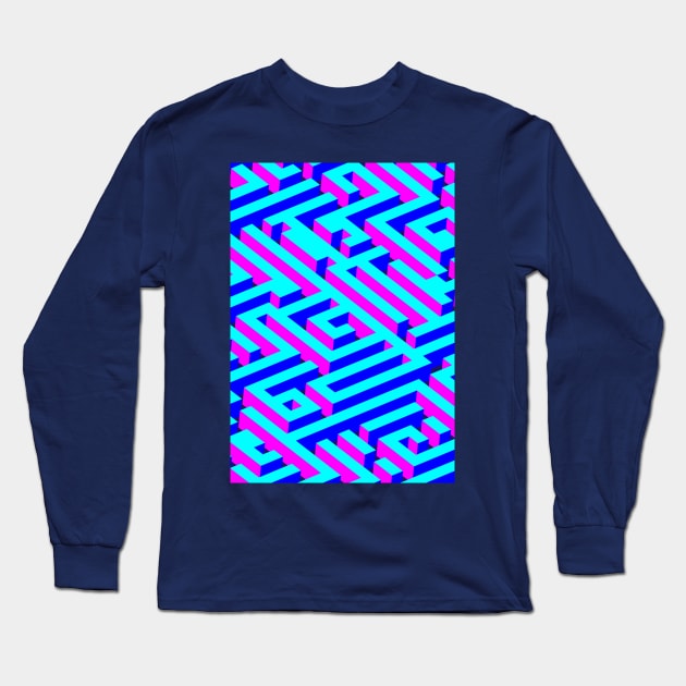 Abstract 3D Maze Long Sleeve T-Shirt by Genesis